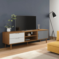 vidaXL barna tömör fenyőfa TV-szekrény 158 x 40 x 49 cm bútor