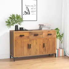 vidaXL barna tömör újrahasznosított fenyőfa tálalószekrény 110x35x70cm bútor