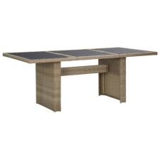 vidaXL barna üveg és polyrattan kerti étkezőasztal 200 x 100 x 74 cm kerti bútor