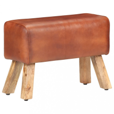 vidaXL barna valódi bőr és tömör mangófa tornapad 58 cm bútor