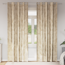 vidaXL Bársony Függönyök 2 db Gyűrűkkel Krém 260x140 cm lakástextília