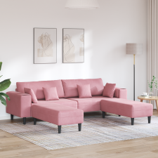 vidaXL Bársony Kanapé párnával párnával 3 pcs Rózsaszín 208 cm Bársony bútor