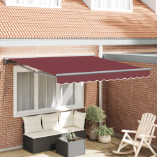 vidaXL Behúzható napellenző Burgundi Vörös 300x250 cm kerti bútor