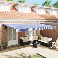 vidaXL Behúzható napellenző Kék és Fehér 500x300 cm kerti bútor