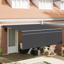 vidaXL Behúzható napellenző Narancs és fehér 350x250 cm Poliészter kerti bútor