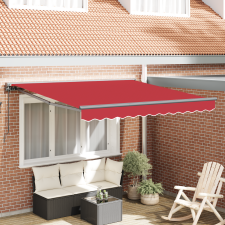 vidaXL Behúzható napellenző Piros 350x250 cm Szövet kerti bútor
