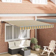 vidaXL Behúzható napellenző Zöld és Sárga 300x250 cm Szövet kerti bútor