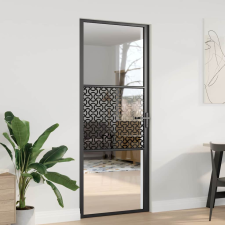 vidaXL Belső Ajtó Fekete 83 x 201.5 cm Edzett üveg, Alumínium nyílászáró