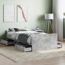 vidaXL betonszürke ágykeret fej- és lábtámlával 90 x 200 cm ágy és ágykellék