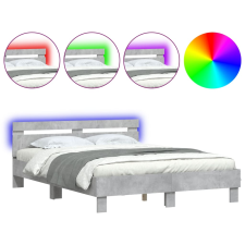 vidaXL betonszürke ágykeret fejtámlával és LED-del 140x200 cm (3207549) ágy és ágykellék