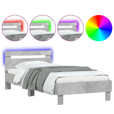 vidaXL betonszürke ágykeret fejtámlával és LED-világítással 100x200 cm (838711) ágy és ágykellék