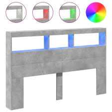 vidaXL betonszürke áthidalószekrény LED-világítással 160 x 17 x 102 cm (839206) ágy és ágykellék
