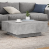 vidaXL betonszürke dohányzóasztal LED-lámpákkal 80 x 8 0x 31 cm