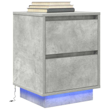 vidaXL betonszürke éjjeliszekrény LED-világítással 38x34x50 cm bútor