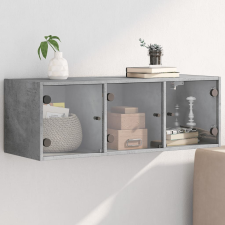 vidaXL betonszürke faliszekrény üvegajtókkal 102 x 37 x 35 cm bútor