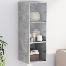 vidaXL betonszürke faliszekrény üvegajtókkal 35x37x100 cm bútor