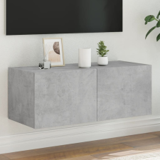 vidaXL betonszürke falra szerelhető TV-szekrény LED-del 80x35x31 cm bútor