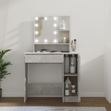 vidaXL betonszürke fésülködőasztal LED-del 86,5 x 35 x 136 cm bútor