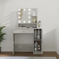vidaXL betonszürke fésülködőasztal LED-del 86,5 x 35 x 136 cm bútor