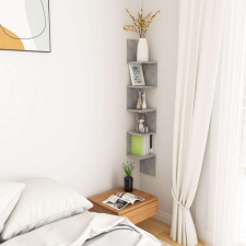 vidaXL Betonszürke forgácslap fali sarokpolc 20 x 20 x 127,5 cm bútor