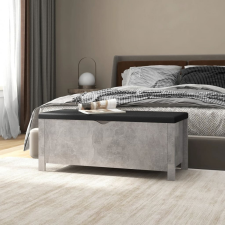vidaXL betonszürke forgácslap tárolódoboz párnával 105 x 40 x 45 cm bútor