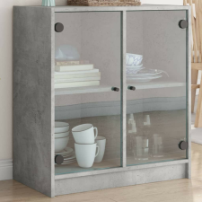 vidaXL betonszürke kisszekrény üvegajtókkal 68 x 37 x 75,5 cm papírárú, csomagoló és tárolóeszköz