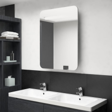 vidaXL Betonszürke LED-es tükrös fürdőszobaszekrény 60 x 11 x 80 cm fürdőszoba bútor