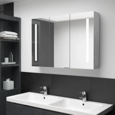 vidaXL Betonszürke LED-es tükrös fürdőszobaszekrény 89 x 14 x 62 cm fürdőszoba bútor