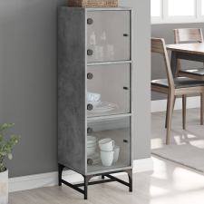 vidaXL betonszürke magasszekrény üvegajtókkal 35 x 37 x 120 cm bútor