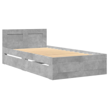 vidaXL betonszürke szerelt fa ágykeret fejtámlával 100x200 cm (3295579) ágy és ágykellék