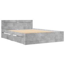 vidaXL betonszürke szerelt fa ágykeret fejtámlával 135x190 cm (3295600) ágy és ágykellék
