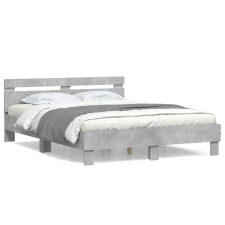 vidaXL betonszürke szerelt fa ágykeret fejtámlával 140x190 cm ágy és ágykellék