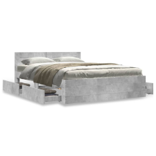 vidaXL betonszürke szerelt fa ágykeret fejtámlával 140x190 cm ágy és ágykellék