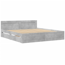 vidaXL betonszürke szerelt fa ágykeret fejtámlával 200 x 200 cm (3295537) ágy és ágykellék