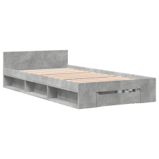 vidaXL betonszürke szerelt fa ágykeret fiókkal 90 x 190 cm ágy és ágykellék