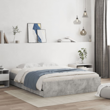 vidaXL betonszürke szerelt fa ágykeret fiókokkal 140x200 cm ágy és ágykellék