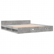 vidaXL betonszürke szerelt fa ágykeret fiókokkal 180 x 200 cm (3280730) ágy és ágykellék