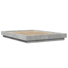 vidaXL betonszürke szerelt fa ágykeret LED-del 135 x 190 cm ágy és ágykellék