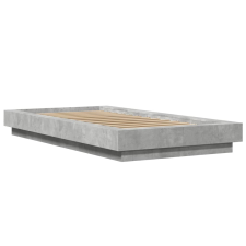 vidaXL betonszürke szerelt fa ágykeret LED-del 90 x 200 cm ágy és ágykellék