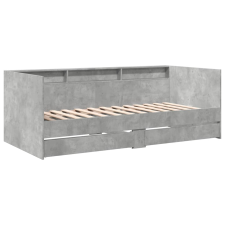 vidaXL betonszürke szerelt fa kanapéágy fiókokkal 100 x 200 cm (3280842) ágy és ágykellék