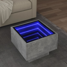 vidaXL betonszürke szerelt fa kisasztal LED-del 40 x 40 x 30 cm bútor
