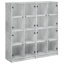 vidaXL betonszürke szerelt fa könyvespolc ajtókkal 136 x 37 x 142 cm (3206520) bútor