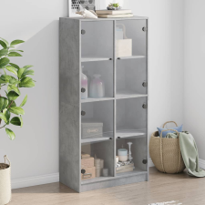 vidaXL betonszürke szerelt fa magasszekrény ajtókkal 68x37x142 cm bútor