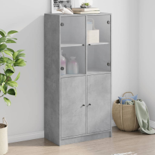 vidaXL betonszürke szerelt fa magasszekrény ajtókkal 68x37x142 cm bútor