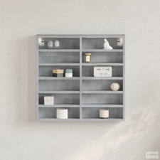 vidaXL Betonszürke szerelt fa vitrinszekrény 60 x 8,5 x 58 cm bútor