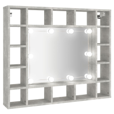 vidaXL betonszürke színű tükrös szekrény LED-ekkel 91 x 15 x 76,5 cm (808868) fürdőszoba bútor