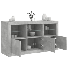vidaXL betonszürke tálalószekrény LED-világítással 123 x 37 x 67 cm bútor