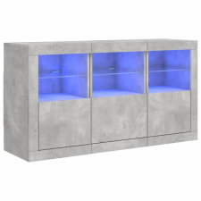 vidaXL betonszürke tálalószekrény LED-világítással 123 x 37 x 67 cm (3209061) bútor