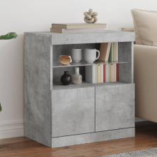 vidaXL betonszürke tálalószekrény LED-világítással 60 x 37 x 67 cm bútor