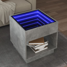 vidaXL betonszürke végtelen hatású LED-es dohányzóasztal 50x50x50 cm bútor
